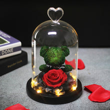 Load image into Gallery viewer, Beauty &amp; Beast Rose Bear in Glass