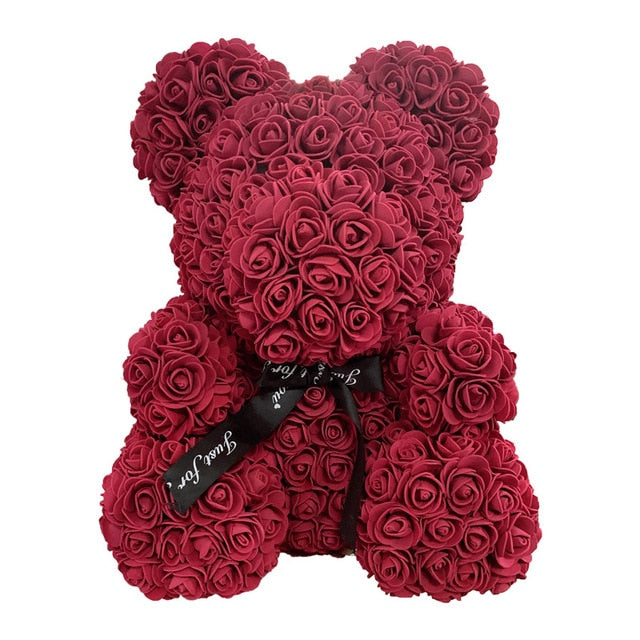 Wine Red Rose Bear 40cm