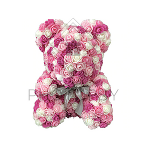 Multi-Coloured Rose Bear