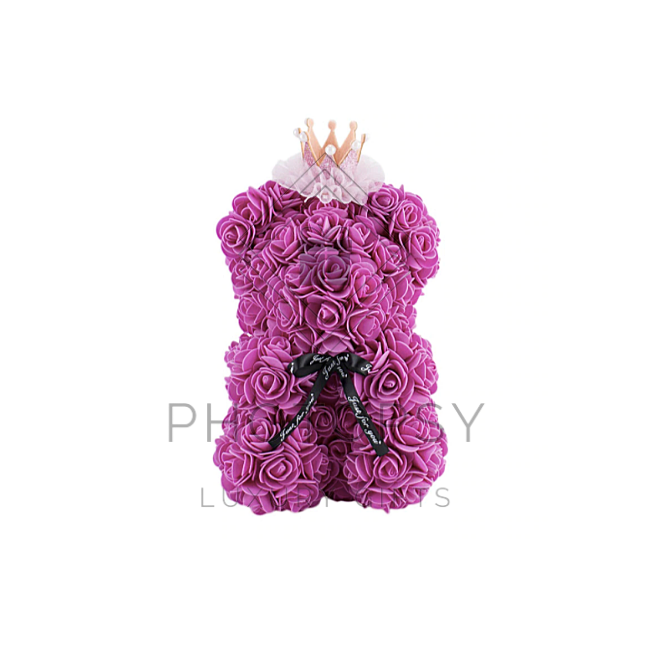 Rose teddy bear with crown shop