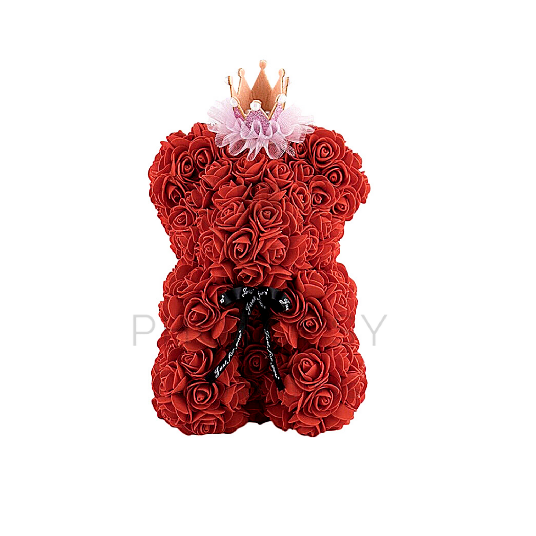 Rose teddy bear with crown deals