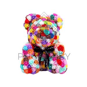 Multi-Coloured Rose Bear