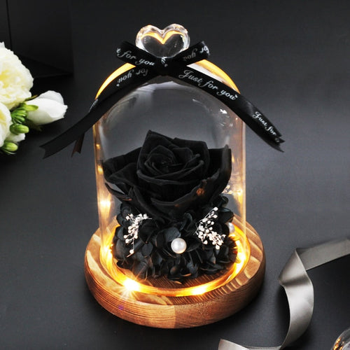 Satin Black Immortal Rose Dome