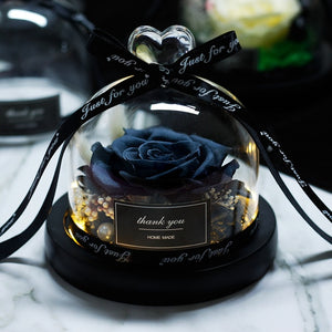 Midnight Rose in Glass Dome