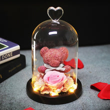 Load image into Gallery viewer, Beauty &amp; Beast Rose Bear in Glass