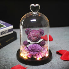 Load image into Gallery viewer, Beauty &amp; Beast Rose Bear in Glass
