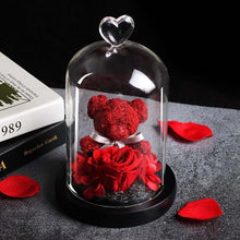 Load image into Gallery viewer, Beauty &amp; Beast Rose Bear in Glass